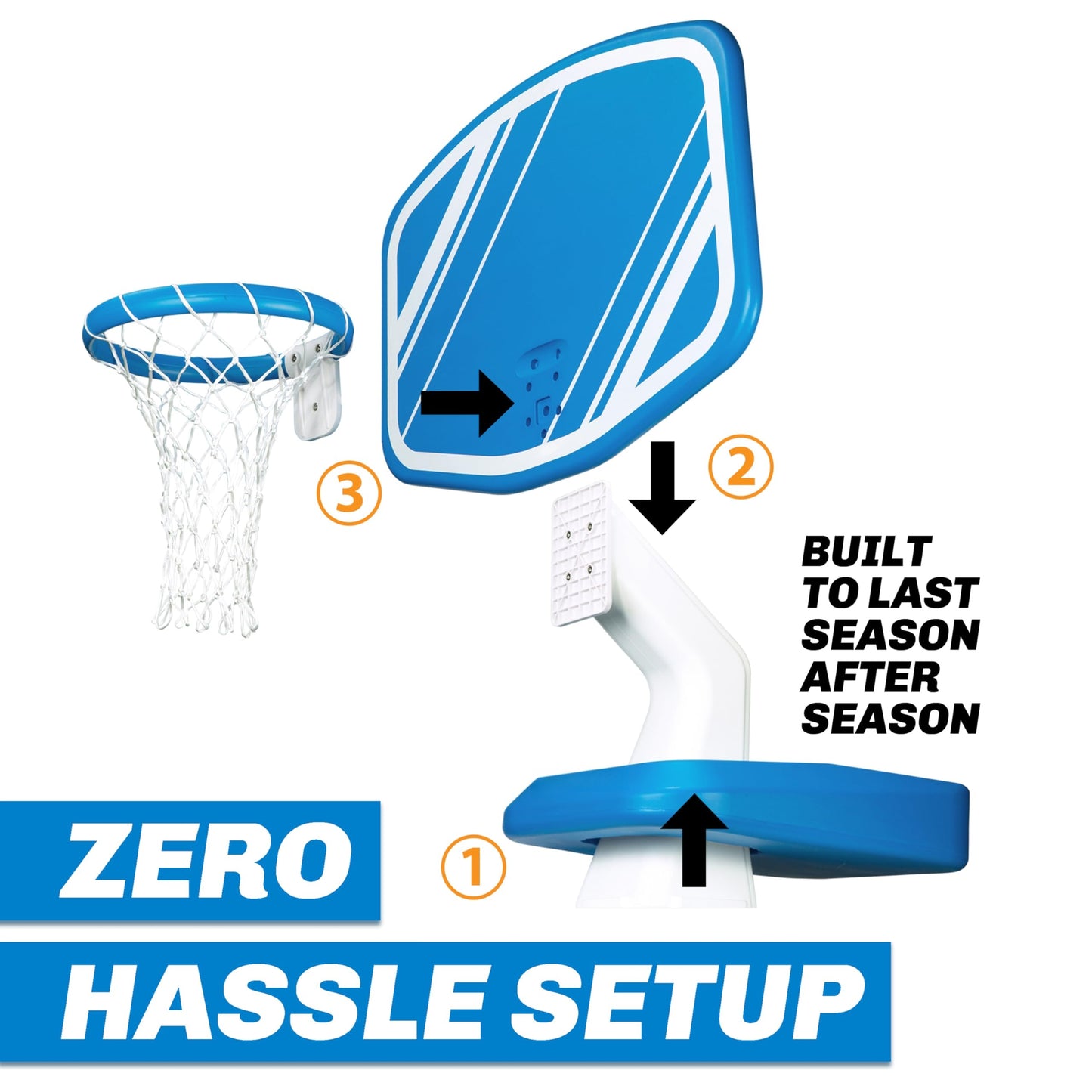 🔥Limited-Time Offer✨Swimming Pool Basketball Game, Includes Poolside Water Basketball Hoop, 2 Balls and Pump