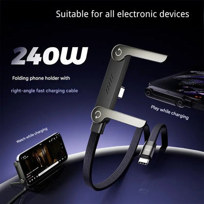 🔥Limited-Time Offer: Buy One, Get One Free!🔥240W Super Fast Charging 2-in-1 Charging Cable & Phone Stand