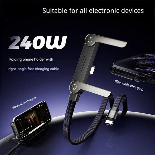 🔥Limited-Time Offer: Buy One, Get One Free!🔥240W Super Fast Charging 2-in-1 Charging Cable & Phone Stand