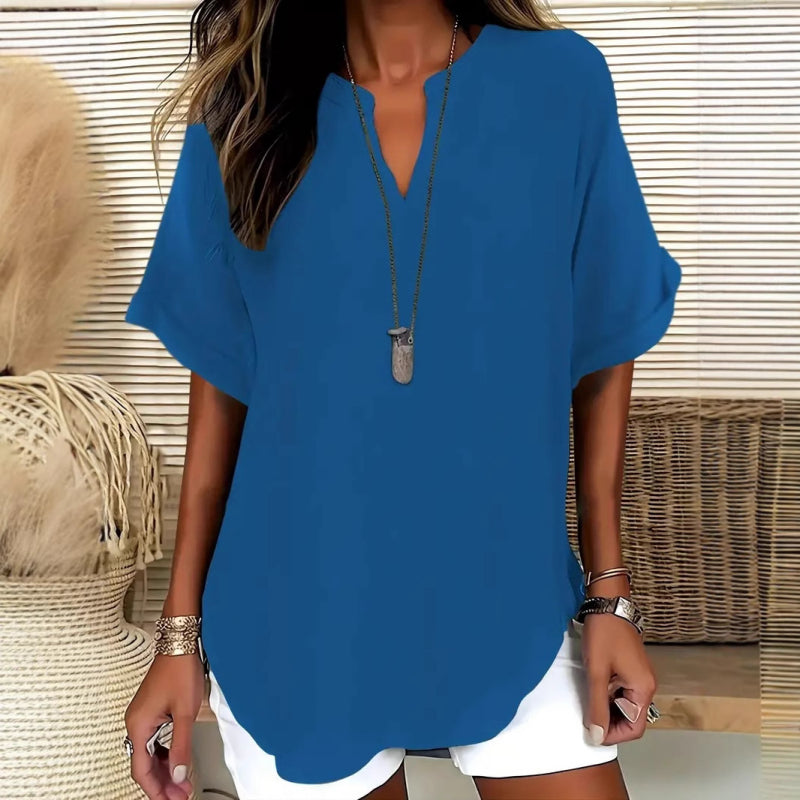 🌸Spring Sale 50% OFF! Buy 2 Get 1 Free! 👕Fashion Loose Solid Color Short Sleeve Top