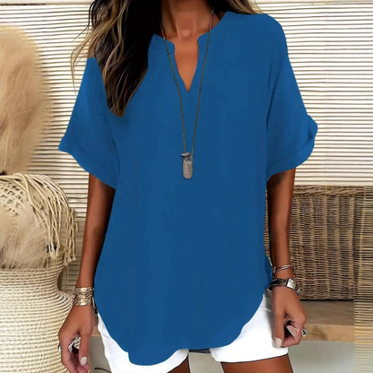 🌸Spring Sale 50% OFF! Buy 2 Get 1 Free! 👕Fashion Loose Solid Color Short Sleeve Top