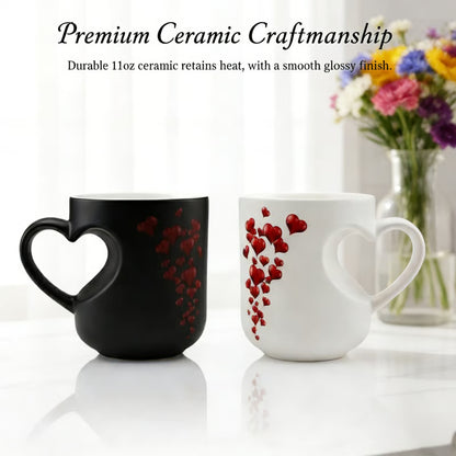 Perfect Gift for Her✨Heat Sensitive Color Changing Magic Mug-Heart Shaped Handle Ceramic Coffee Cup