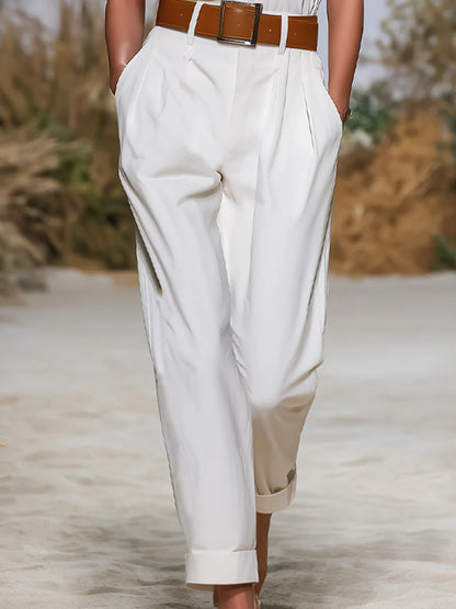 Ruffled V-Neck Sleeveless Belted Tailored Jumpsuit