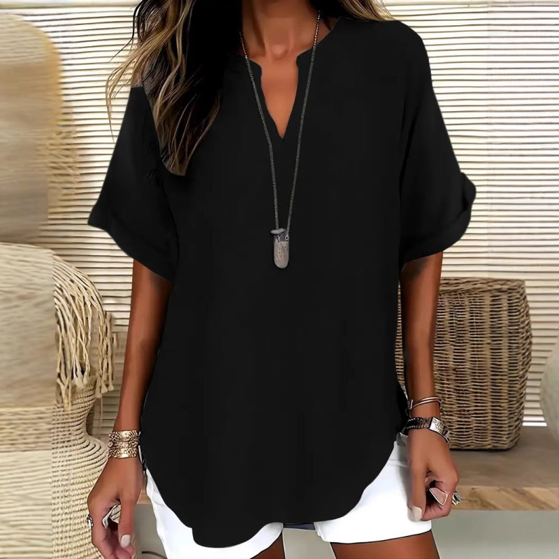 🌸Spring Sale 50% OFF! Buy 2 Get 1 Free! 👕Fashion Loose Solid Color Short Sleeve Top