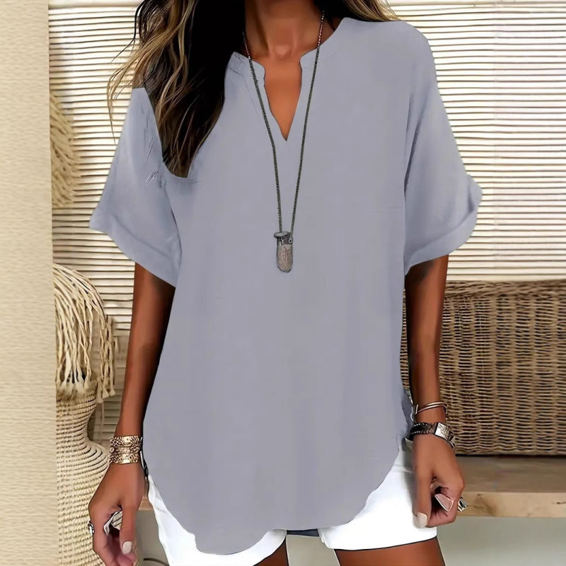 🌸Spring Sale 50% OFF! Buy 2 Get 1 Free! 👕Fashion Loose Solid Color Short Sleeve Top