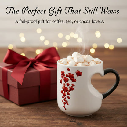 Perfect Gift for Her✨Heat Sensitive Color Changing Magic Mug-Heart Shaped Handle Ceramic Coffee Cup
