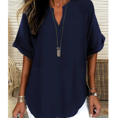 🌸Spring Sale 50% OFF! Buy 2 Get 1 Free! 👕Fashion Loose Solid Color Short Sleeve Top