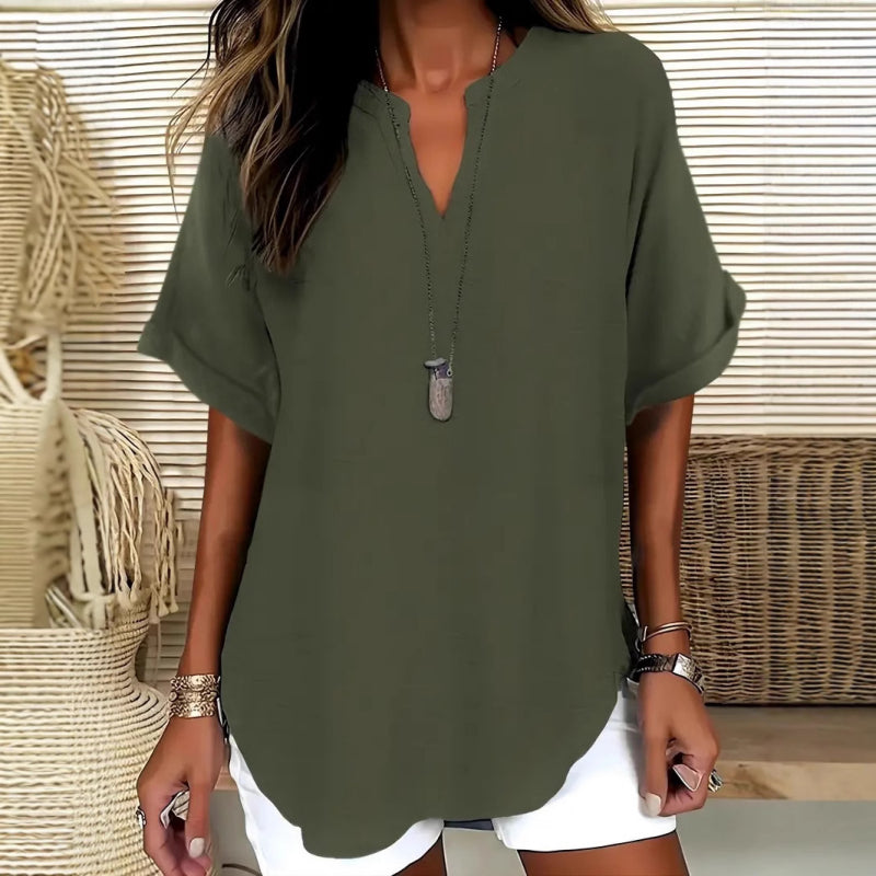 🌸Spring Sale 50% OFF! Buy 2 Get 1 Free! 👕Fashion Loose Solid Color Short Sleeve Top