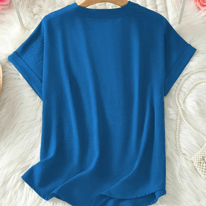 🌸Spring Sale 50% OFF! Buy 2 Get 1 Free! 👕Fashion Loose Solid Color Short Sleeve Top
