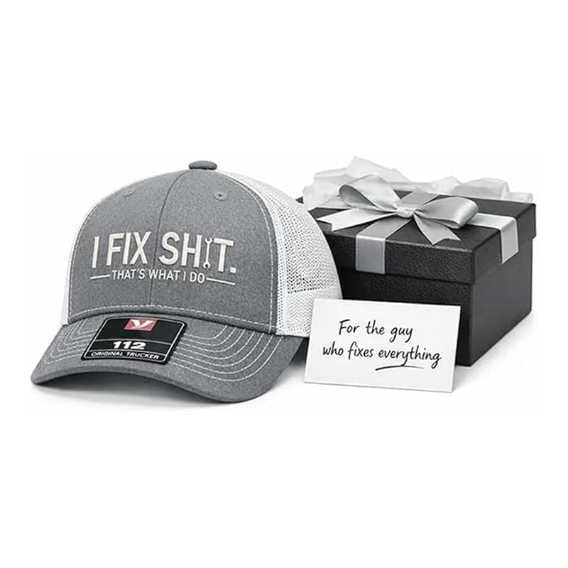 🔥Limited-Time: Buy 2,Get 1 Free!🔥Mesh Back Trucker Cap with "I Fix Shit" Embroidery – Breathable Outdoor Sun Hat🧢☀️