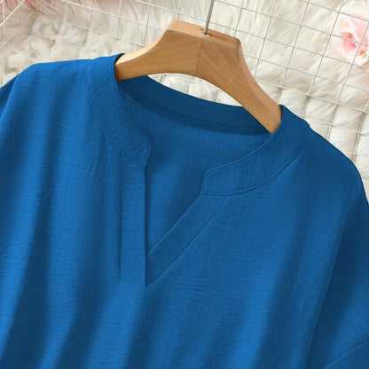 🌸Spring Sale 50% OFF! Buy 2 Get 1 Free! 👕Fashion Loose Solid Color Short Sleeve Top