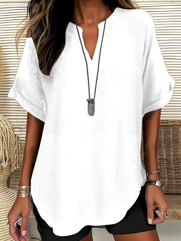 🌸Spring Sale 50% OFF! Buy 2 Get 1 Free! 👕Fashion Loose Solid Color Short Sleeve Top
