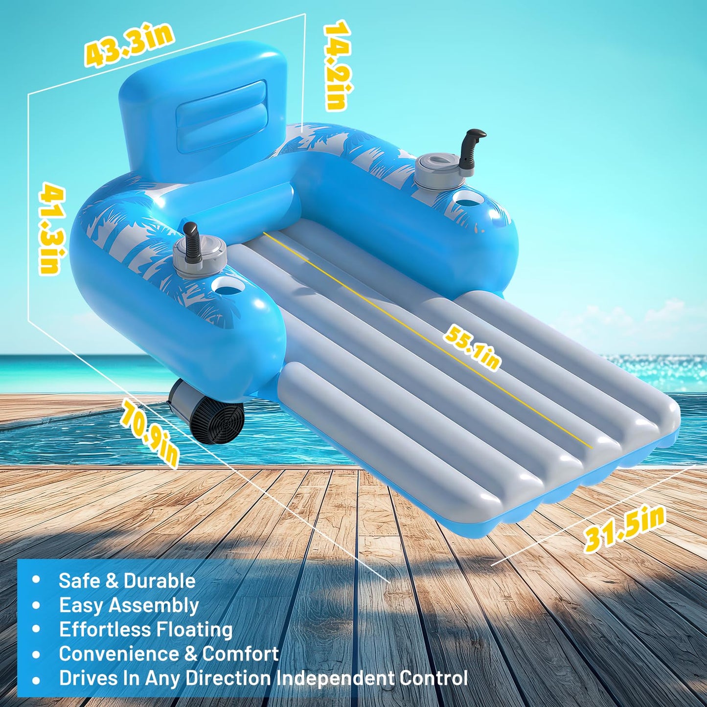 ⏰60% OFF Tonight Only✨ Motorized Summer Pool Cruiser for Adults - Rechargeable Pool Lounger