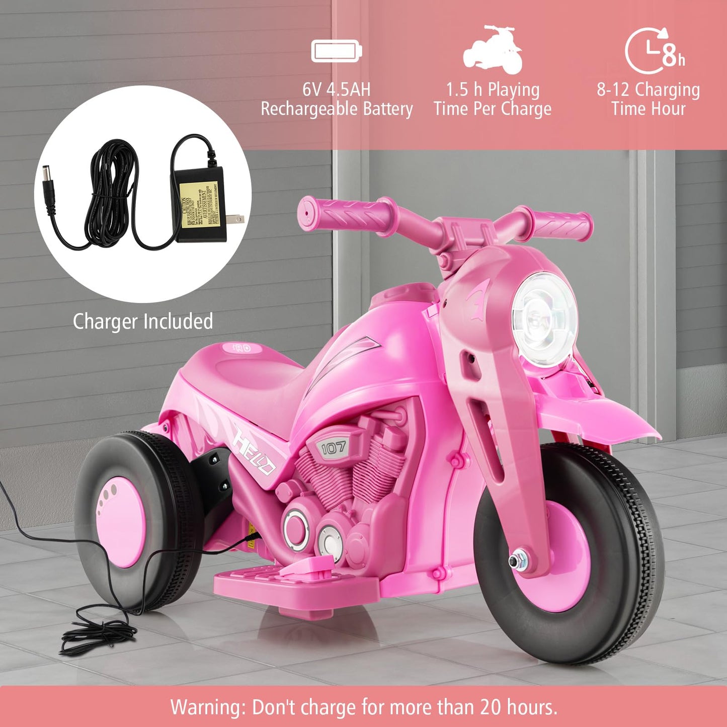 🔥Limited-Time Offer✨6V Battery Powered Kids Ride on Motorcycle