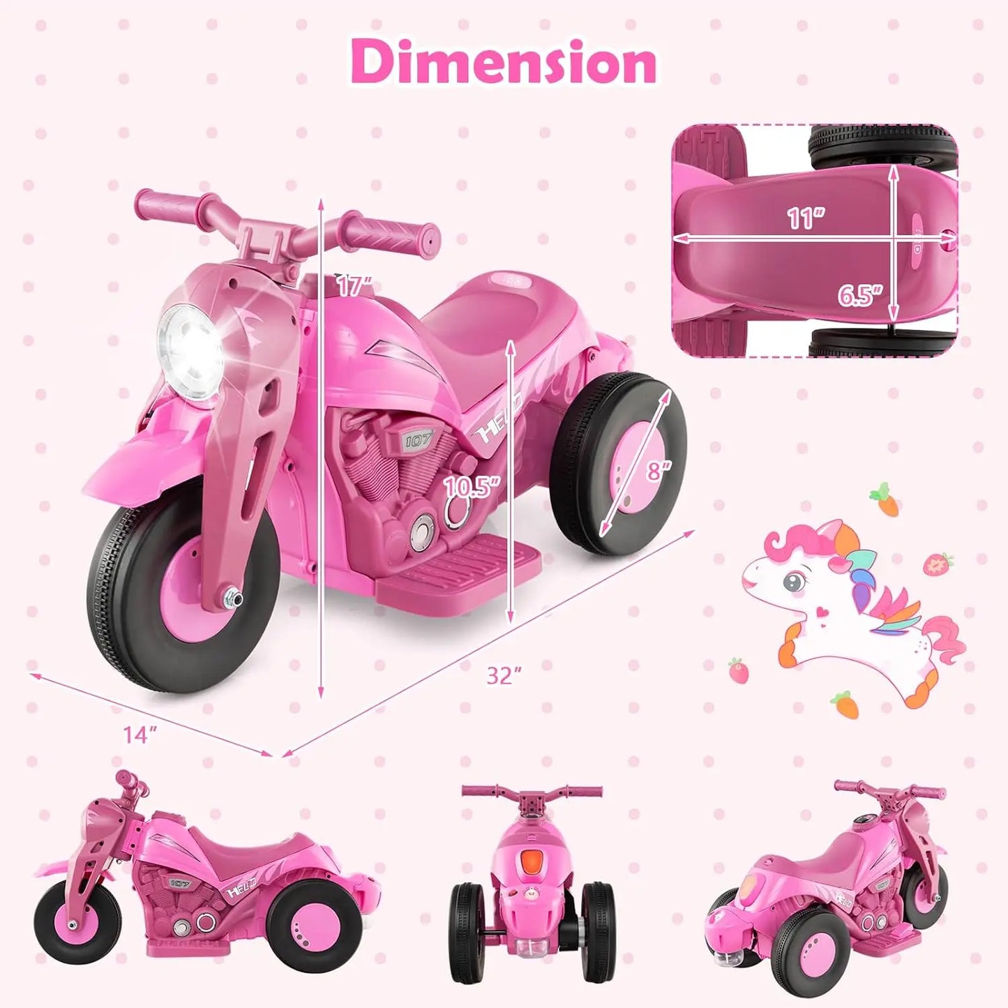 🔥Limited-Time Offer✨6V Battery Powered Kids Ride on Motorcycle