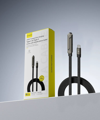 🔥Limited-Time Offer: Buy One, Get One Free!🔥240W Super Fast Charging 2-in-1 Charging Cable & Phone Stand
