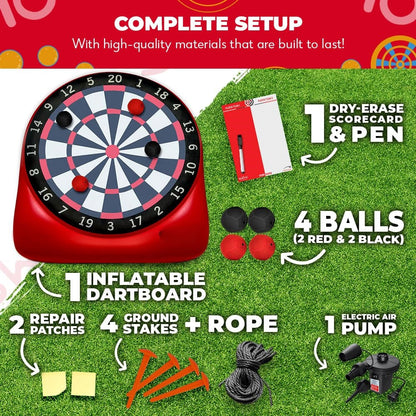 Premium Inflatable Giant Kick Darts (15+ Ways to Play) - Jumbo Soccer Dartboard with Air Pump