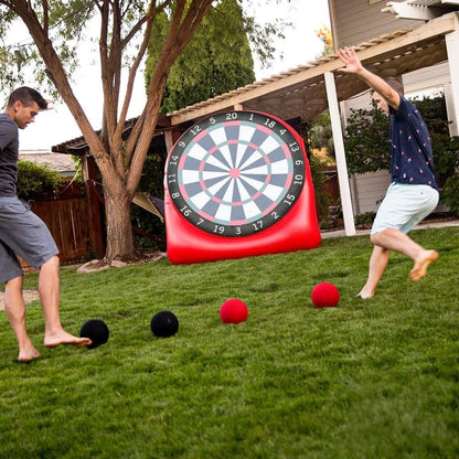 Premium Inflatable Giant Kick Darts (15+ Ways to Play) - Jumbo Soccer Dartboard with Air Pump