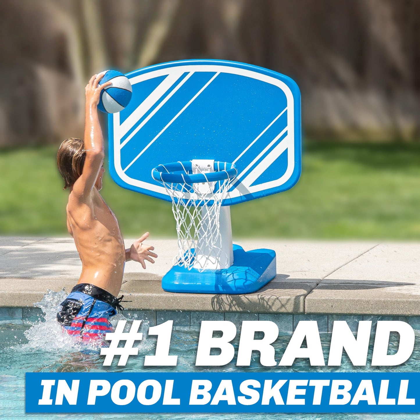 🔥Limited-Time Offer✨Swimming Pool Basketball Game, Includes Poolside Water Basketball Hoop, 2 Balls and Pump