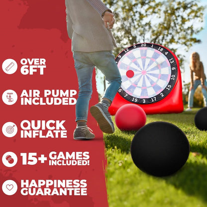 Premium Inflatable Giant Kick Darts (15+ Ways to Play) - Jumbo Soccer Dartboard with Air Pump
