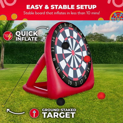 Premium Inflatable Giant Kick Darts (15+ Ways to Play) - Jumbo Soccer Dartboard with Air Pump