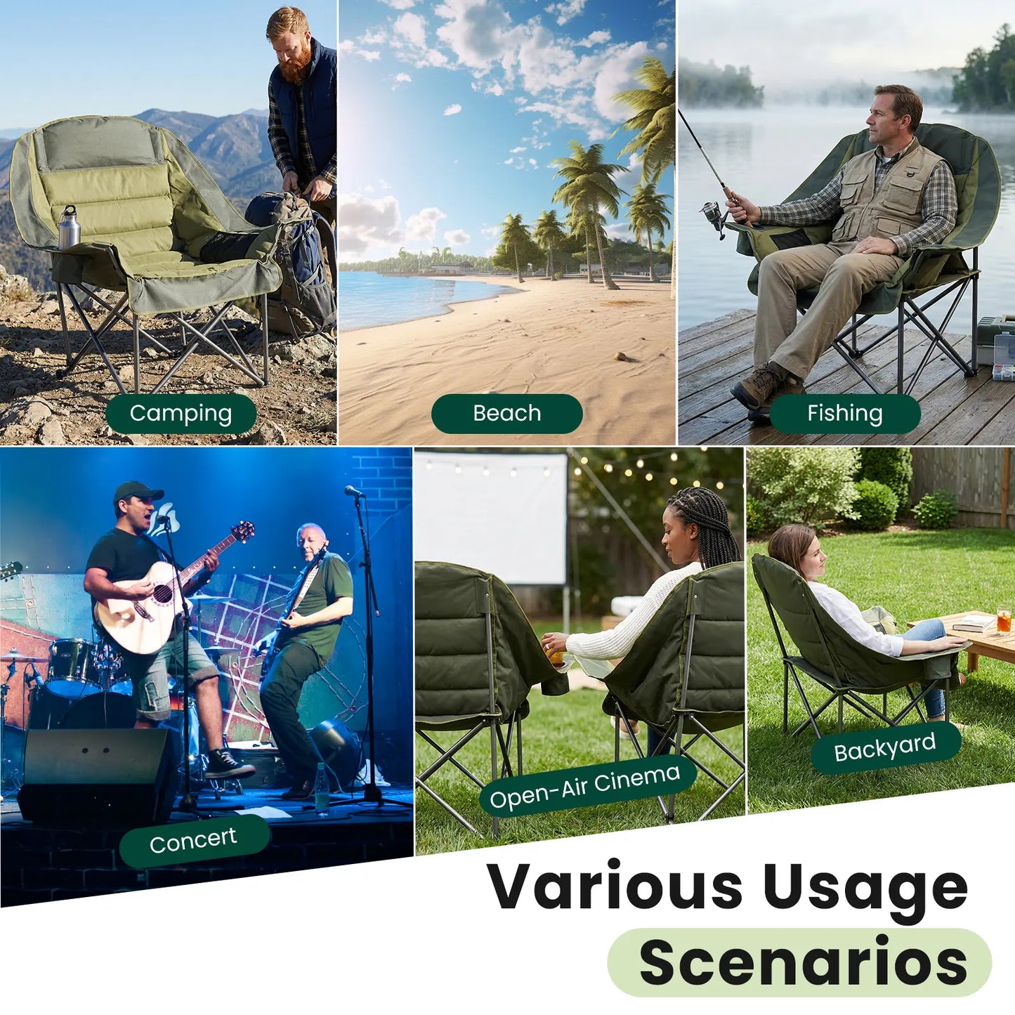 🔥Limited-Time Offer✨Comfort Folding Camping Chair，With 440 Lbs Capacity