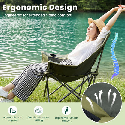 🔥Limited-Time Offer✨Comfort Folding Camping Chair，With 440 Lbs Capacity