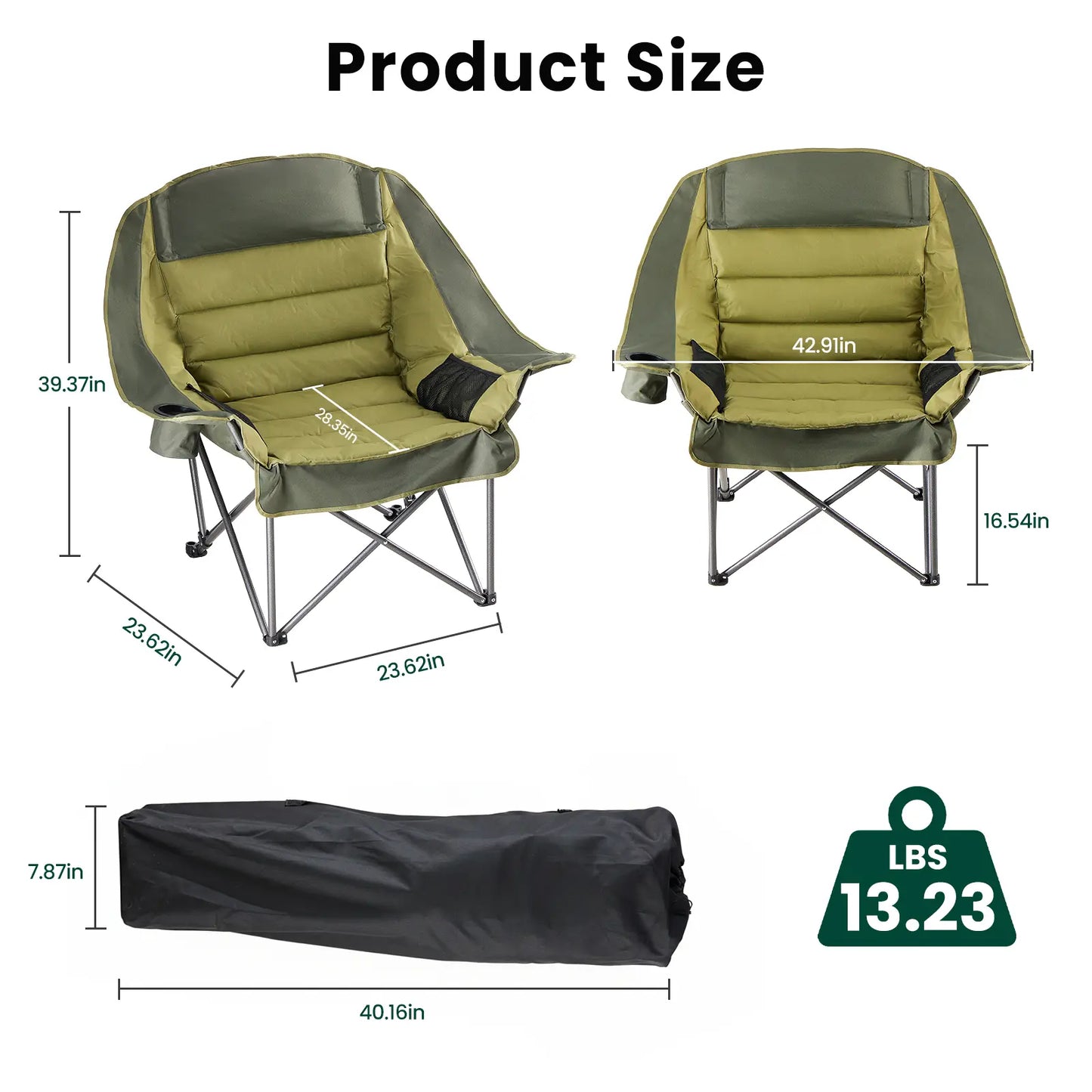 🔥Limited-Time Offer✨Comfort Folding Camping Chair，With 440 Lbs Capacity