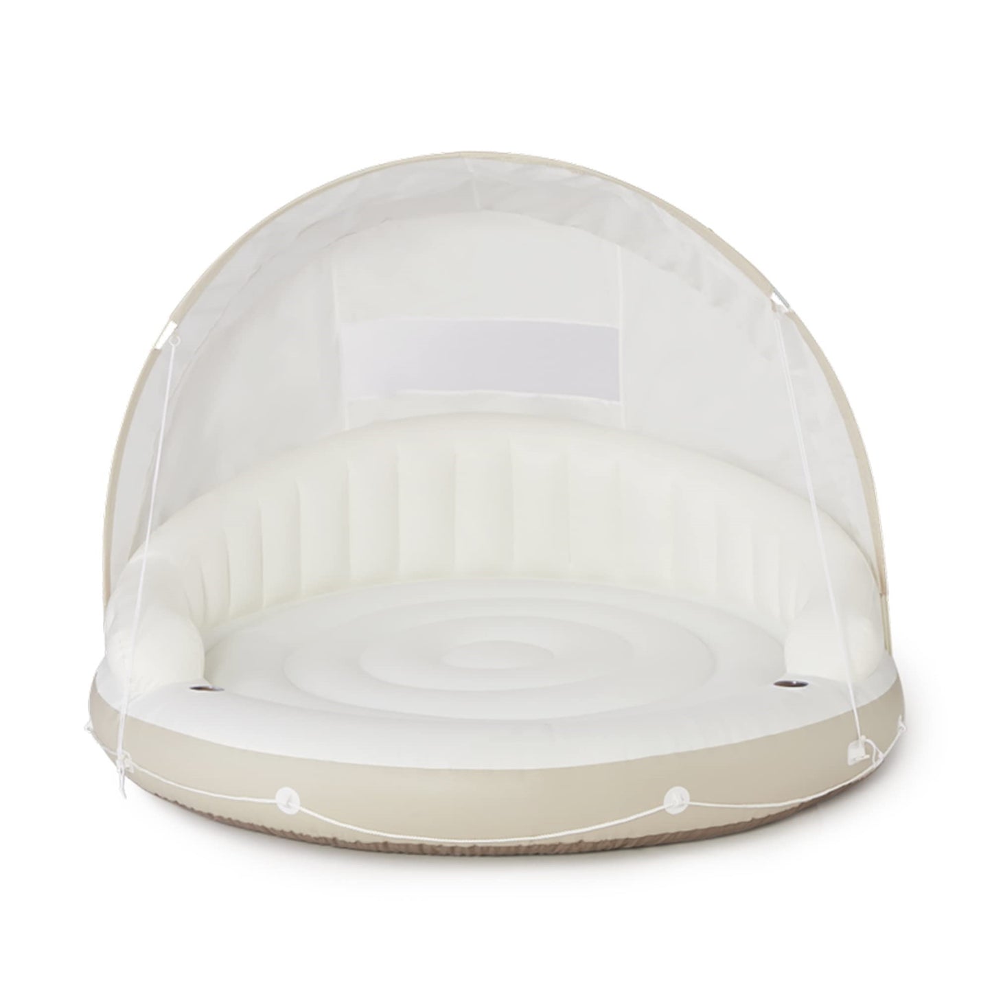🏆Flash Sale⚡ 50K+ SOLD!🔥Canopy Island Inflatable Pool Float: Built-in Cup Holders – Detachable Sunshade – 440lb Max Weight Capacity – 78.5" x 59"