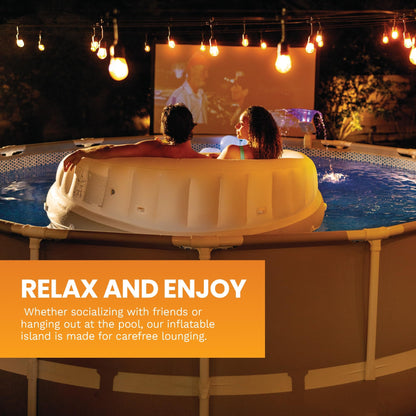 🏆Flash Sale⚡ 50K+ SOLD!🔥Canopy Island Inflatable Pool Float: Built-in Cup Holders – Detachable Sunshade – 440lb Max Weight Capacity – 78.5" x 59"