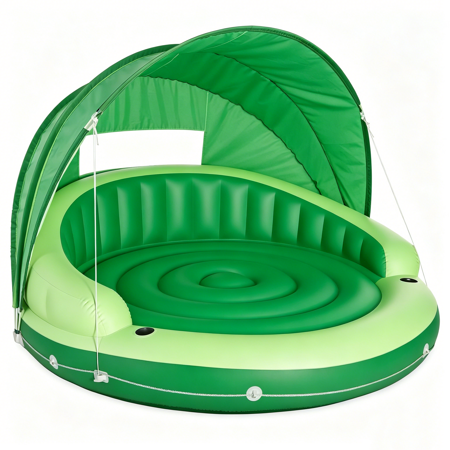 🏆Flash Sale⚡ 50K+ SOLD!🔥Canopy Island Inflatable Pool Float: Built-in Cup Holders – Detachable Sunshade – 440lb Max Weight Capacity – 78.5" x 59"