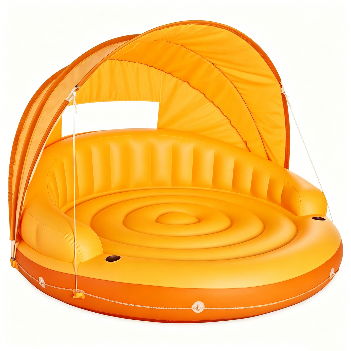 🏆Flash Sale⚡ 50K+ SOLD!🔥Canopy Island Inflatable Pool Float: Built-in Cup Holders – Detachable Sunshade – 440lb Max Weight Capacity – 78.5" x 59"