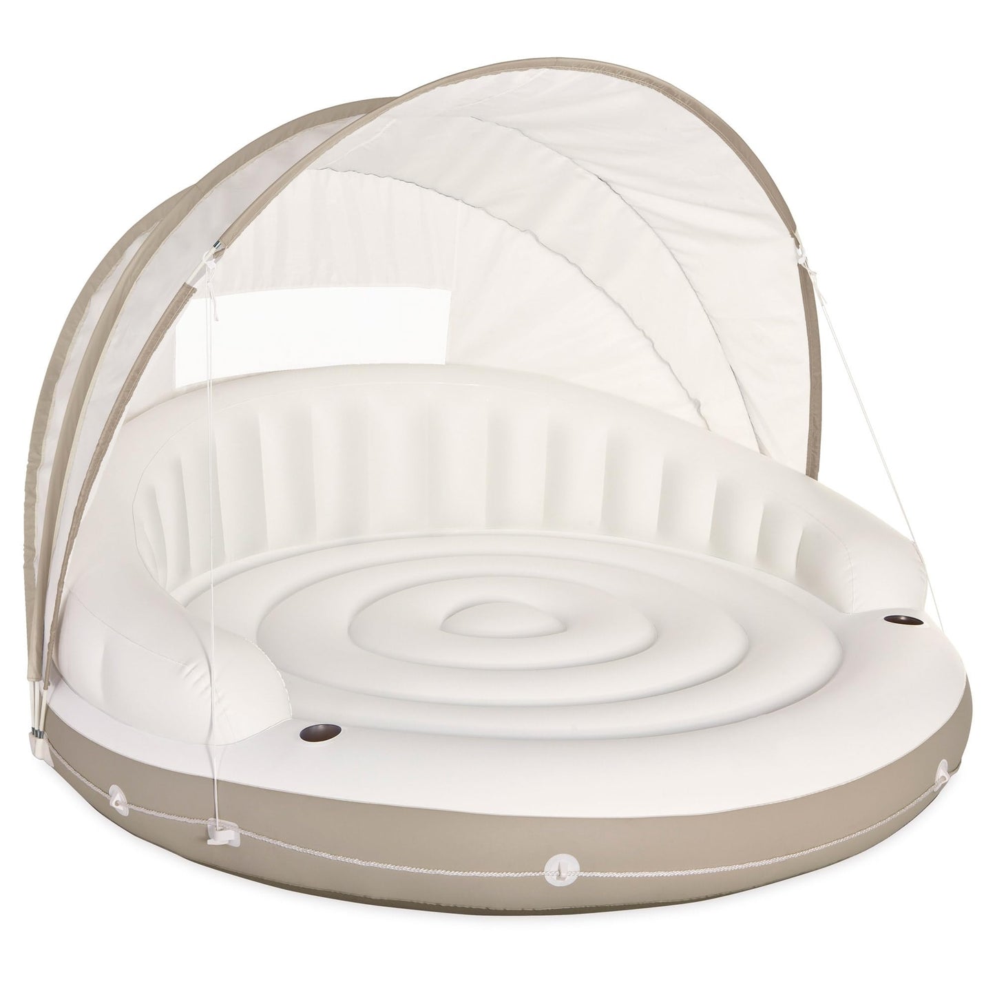 🏆Flash Sale⚡ 50K+ SOLD!🔥Canopy Island Inflatable Pool Float: Built-in Cup Holders – Detachable Sunshade – 440lb Max Weight Capacity – 78.5" x 59"