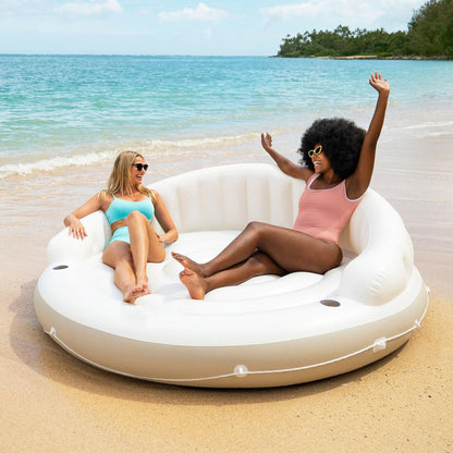 🏆Flash Sale⚡ 50K+ SOLD!🔥Canopy Island Inflatable Pool Float: Built-in Cup Holders – Detachable Sunshade – 440lb Max Weight Capacity – 78.5" x 59"