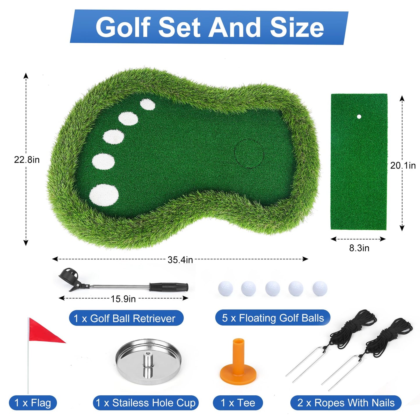 ⏰60% OFF Tonight Only✨No Drifting Floating Chipping Green Mat with Ball Retriever Game Set